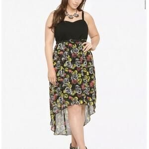 Torrid High-Low Skull Midi Dress Sleeveless Size 26 4X Sweetheart Neck